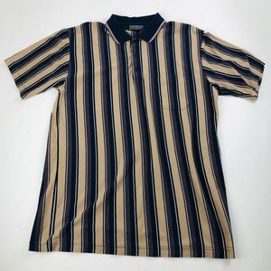 Knightsbridge Stripped Golf Polo Mens L Cotton Brown Pullover Short Sleeve Shirt